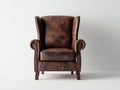 Fauteuil - cuir synthétique-bois-métal - 91x84x101 cm - marron - design vintage à oreilles