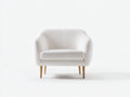 Fauteuil - tissu-bois - 92x74x73 cm - blanc-marron - design minimaliste moderne