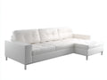 Canapé d'angle - similicuir-métal - 286x166x78 cm - blanc - style moderne