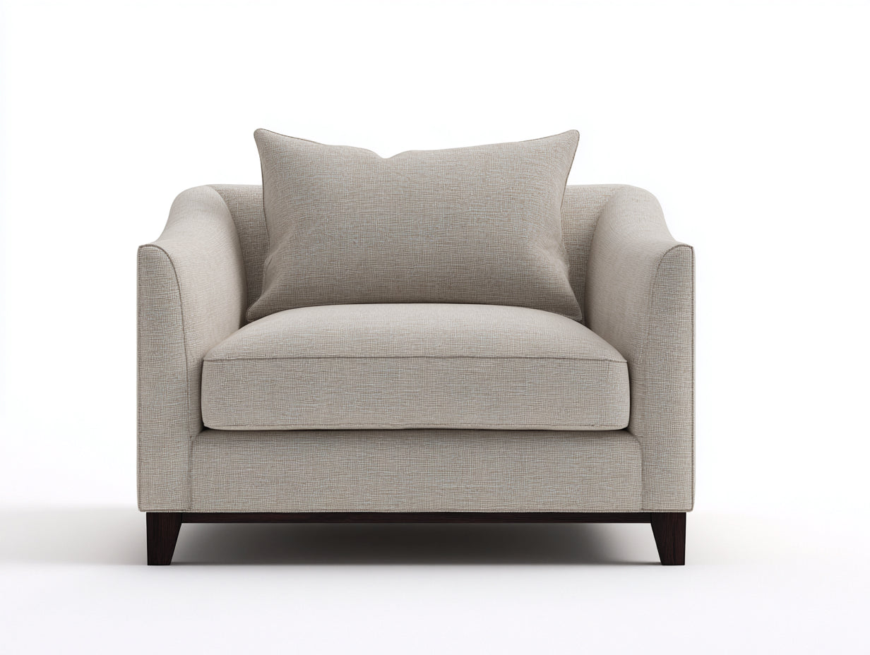 Fauteuil - tissu-bois - 110x86x76 cm - beige-marron - design moderne large