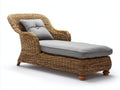 Bain de soleil - rotin-tissu - 194x82x84 cm - gris-marron - style naturel
