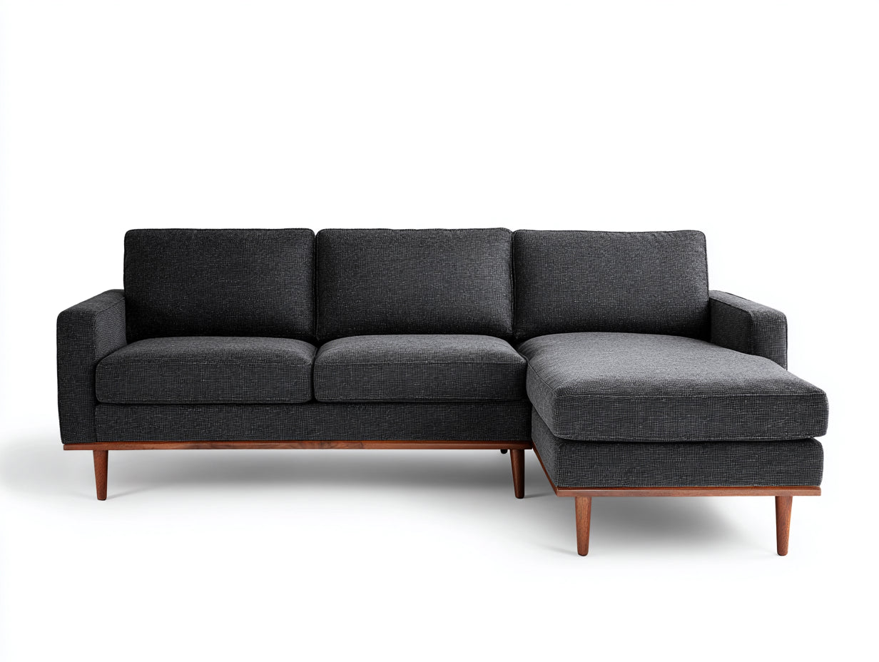 Canapé d'angle - tissu - 258x156x83 cm - gris foncé - style moderne