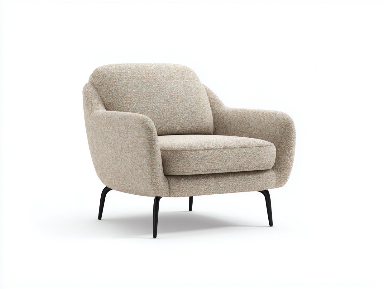 Fauteuil - tissu-métal - 94x78x76 cm - beige-noir - design moderne arrondi