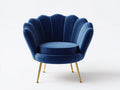 Fauteuil - velours-métal - 95x78x77 cm - bleu-or - design coquillage moderne