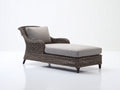 Bain de soleil - rotin-tissu - 186x77x80 cm - gris-beige - style naturel