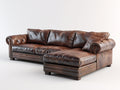Canapé d'angle - similicuir-bois-métal - 302x178x84 cm - marron - style classique