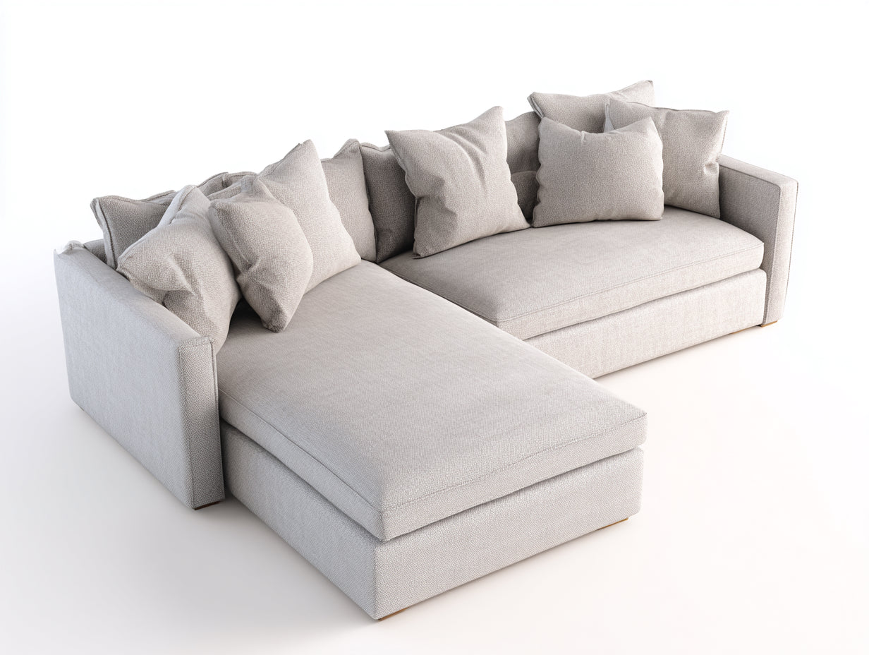 Canapé d'angle - tissu - 292x182x74 cm - beige - style contemporain