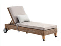 Bain de soleil - rotin-tissu-métal - 198x80x104 cm - beige-marron-noir-gris - style naturel