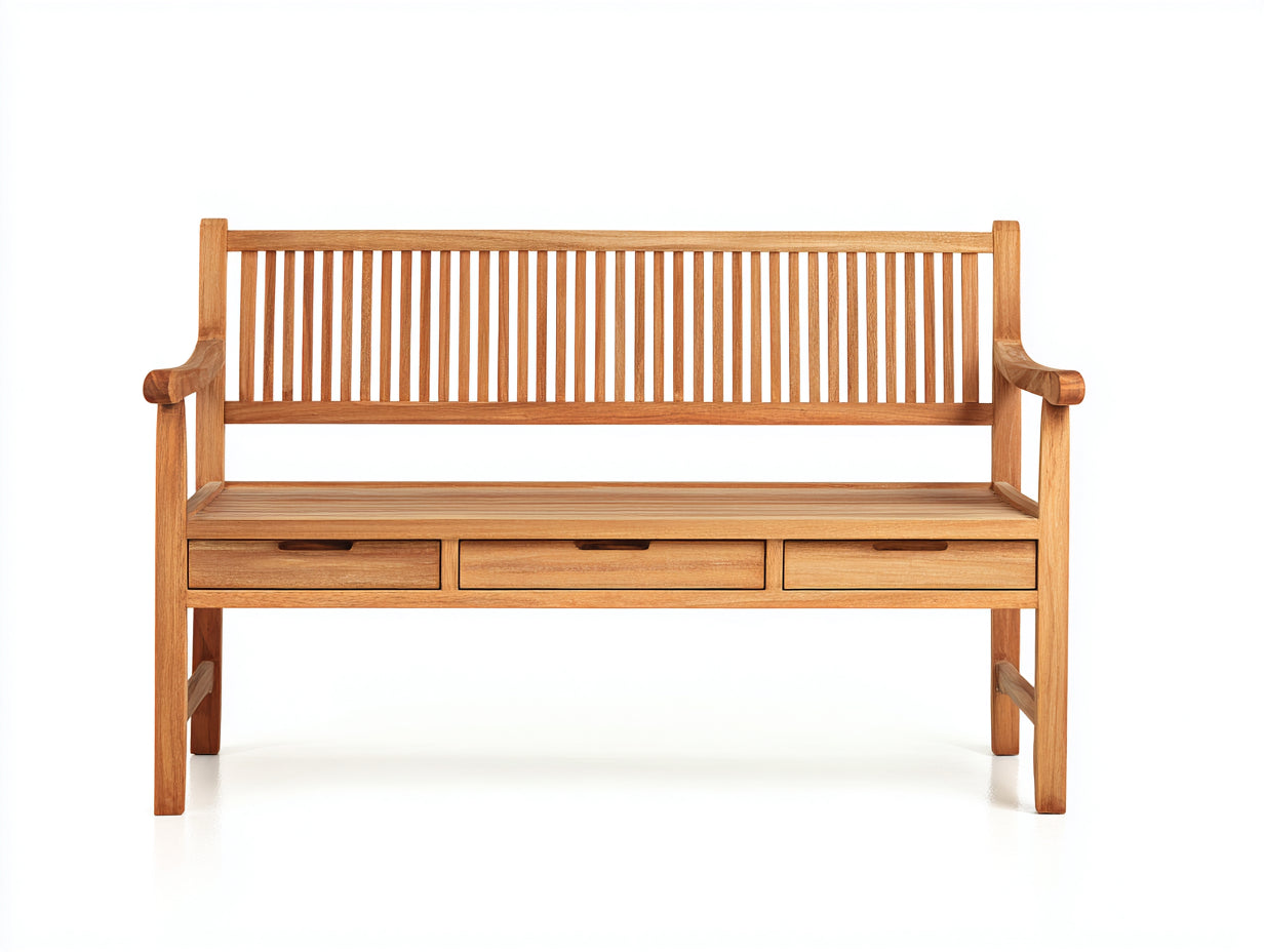 Banc de jardin - bois - 168x57x92 cm - marron - style classique avec rangement