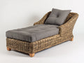 Bain de soleil - rotin-tissu - 191x80x81 cm - gris-marron - style naturel