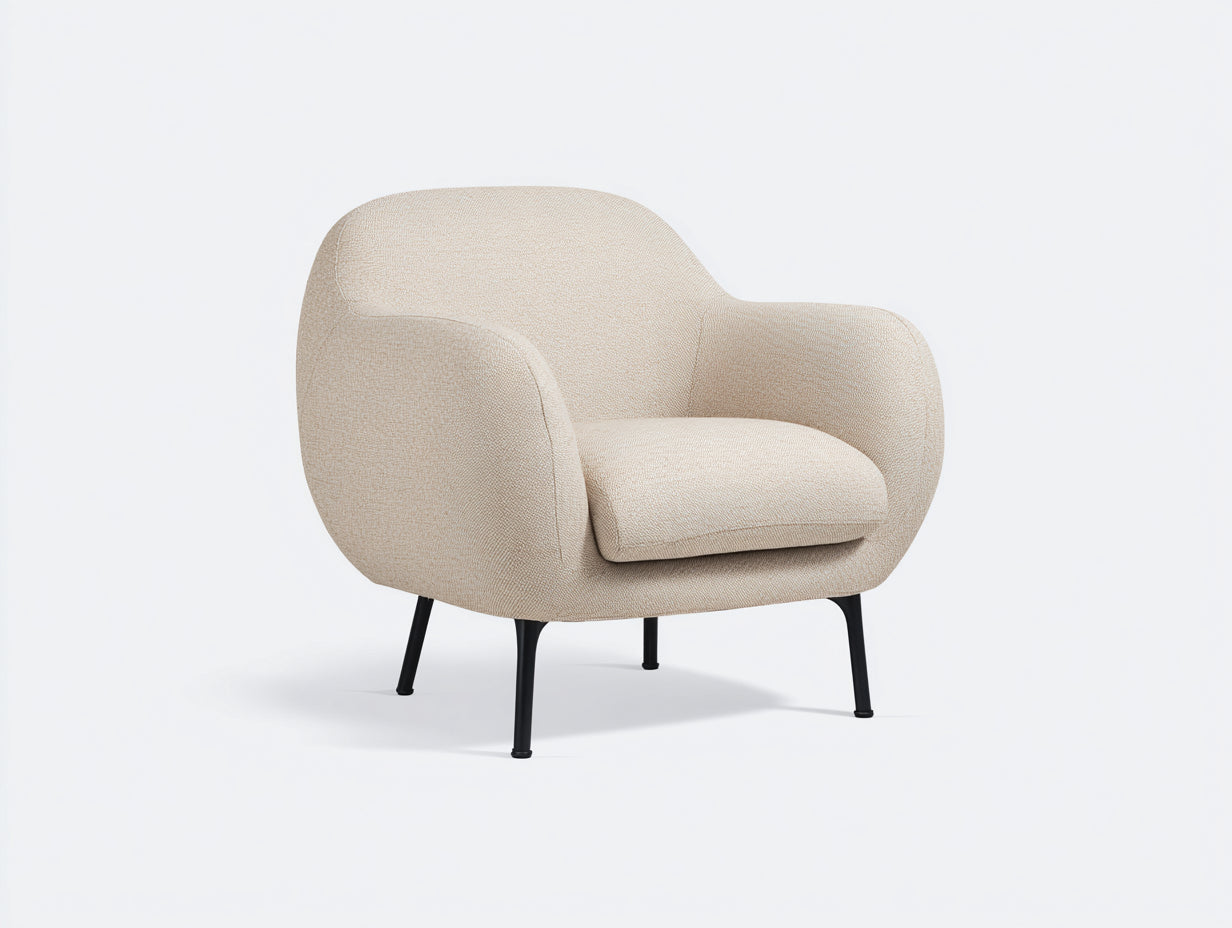 Fauteuil - tissu-métal - 91x77x74 cm - beige-noir - design moderne compact