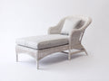 Bain de soleil - rotin-tissu - 185x78x83 cm - blanc-beige - style naturel