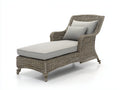 Bain de soleil - rotin-tissu - 190x80x85 cm - gris-beige - style naturel