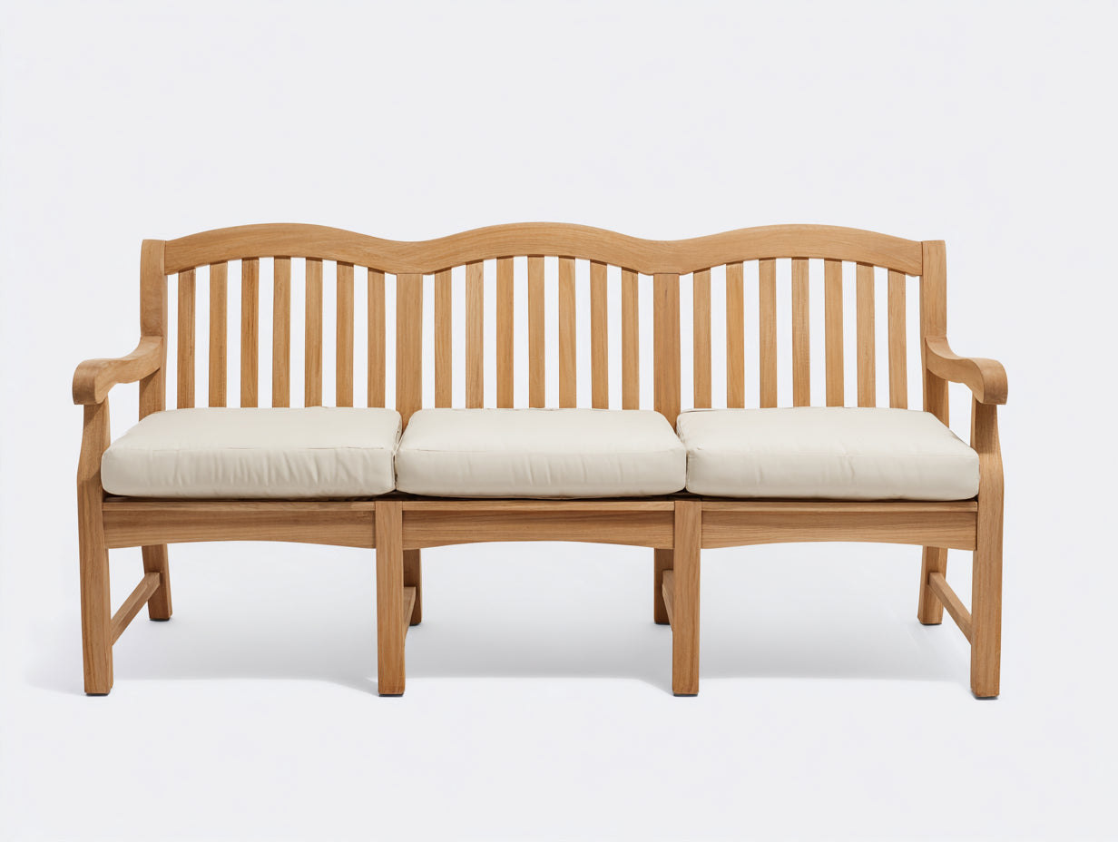 Banc de jardin - Bois-Textile - 168x60x89 cm - Naturel-Écru - Classique