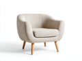 Fauteuil - tissu-bois - 90x76x74 cm - beige-marron - design moderne scandinave