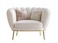 Fauteuil - similicuir-métal - 108x82x79 cm - blanc-or - design coquillage moderne