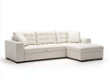 Canapé d'angle - similicuir-bois - 288x162x80 cm - blanc - style moderne