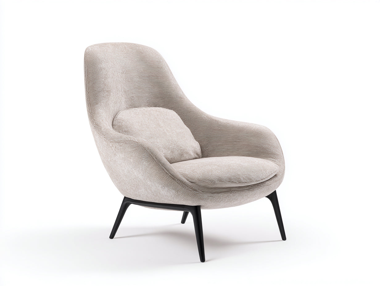 Fauteuil - tissu-métal - 88x82x86 cm - beige-noir - design lounge moderne