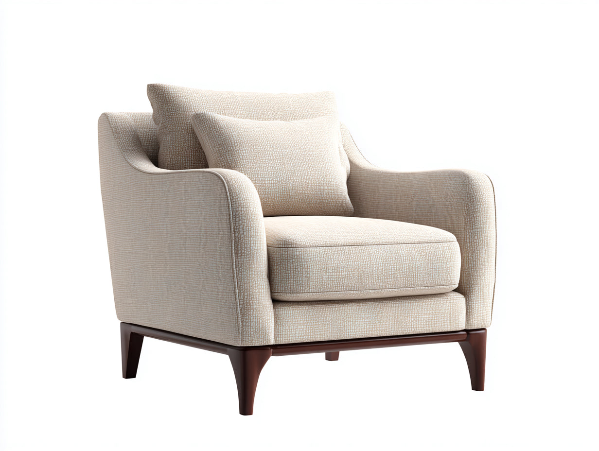 Fauteuil - tissu-bois - 112x88x77 cm - beige-marron - design contemporain large