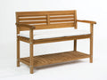 Banc de jardin - Bois-Textile - 122x52x86 cm - Naturel-Blanc - Classique